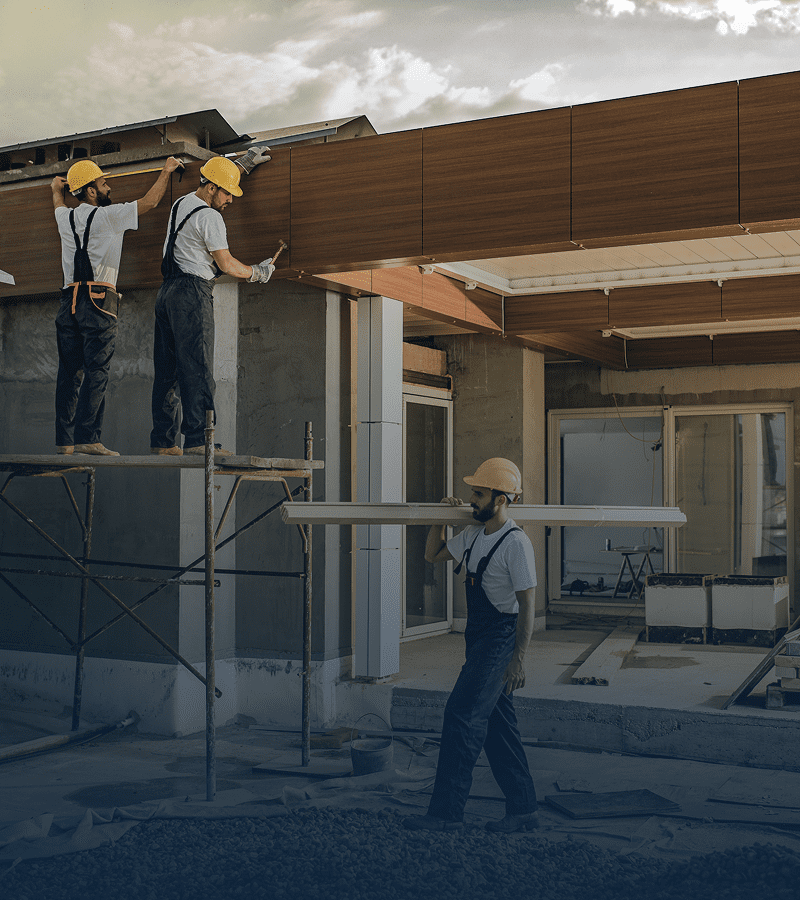 Team assembling exterior panels