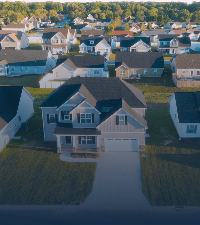 Suburban neighborhood with modern houses