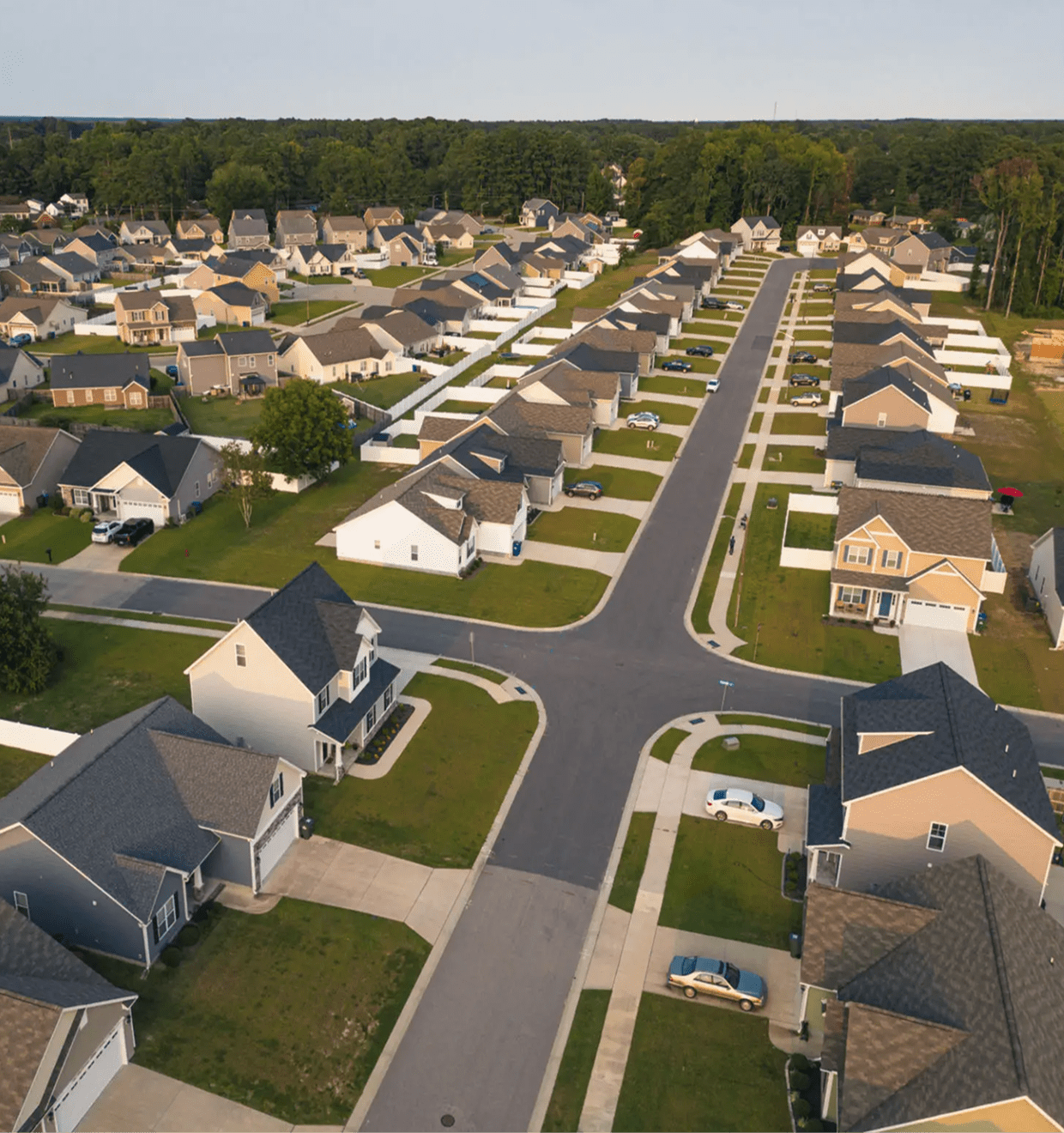 Aerial view of residential area